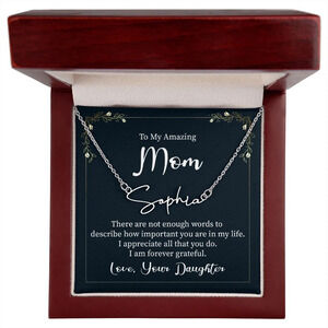 Mom There are Not Enough Words Personalized Silver Tone Name Necklace Cus